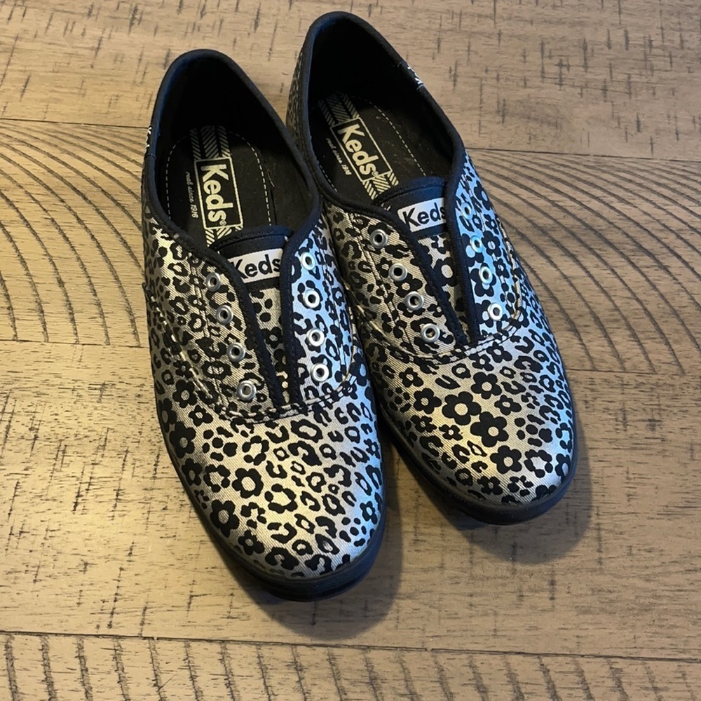 NEW Keds Metallic Cheetah and Floral Print Slide On Sneakers
